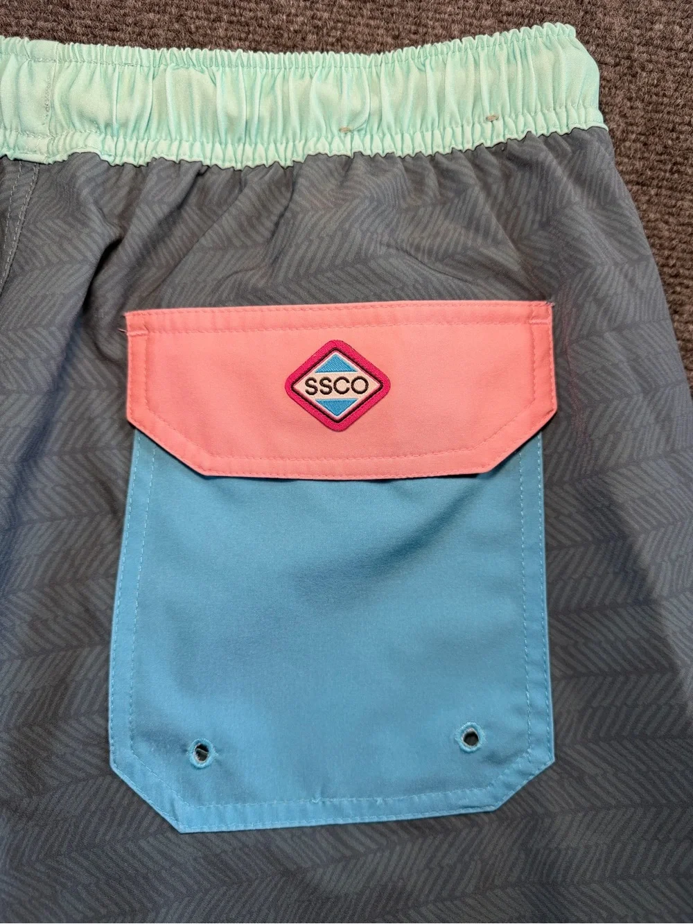 SSCO Swim Shorts Large Gray Print 5.5